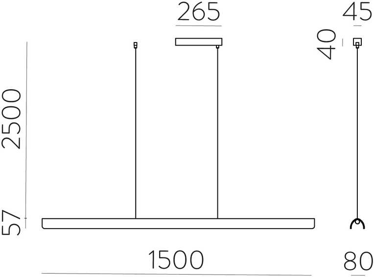 Pakabinamas šviestuvas 22W LED pakabinamas linijinis šviestuvas ALMA, medžio/juodos sp., 2700/3000K, dimeriuojamas, C4036070WALDT