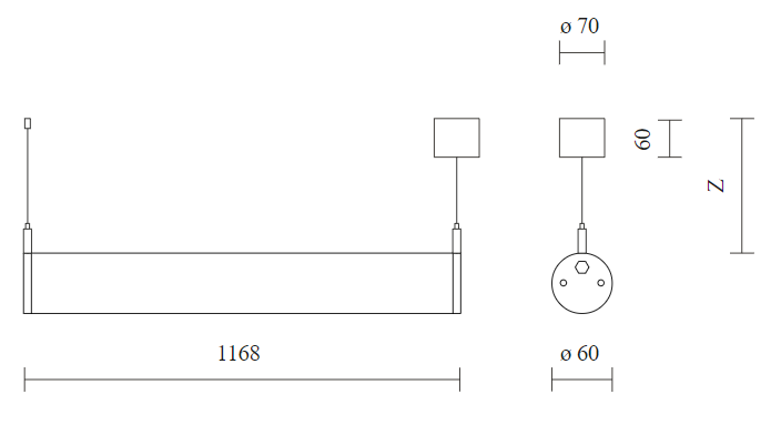 Pakabinamas šviestuvas 32W LED pakabinamas linijinis šviestuvas VIBRIO, pilkas, 3000K, IP65