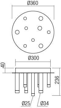 Lubinis šviestuvas 35W LED paviršinis šviestuvas MADISON, vario sp., 3000K, 01-2040