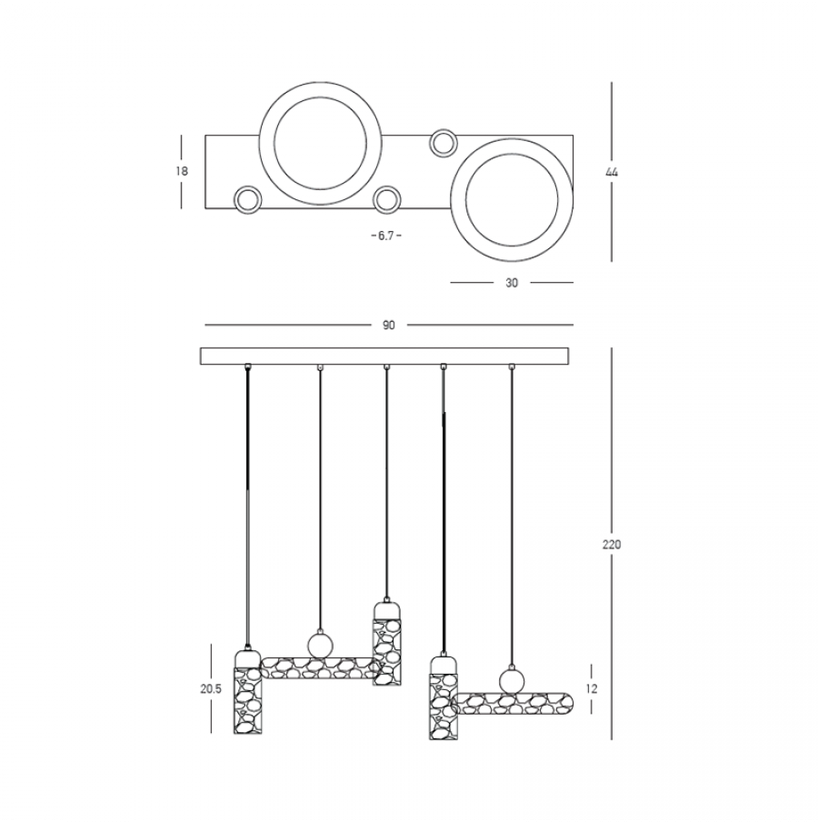 Pakabinamas šviestuvas, 3xGU10 + 14W 3000K integruotas LED, smėlio/rudos sp., 25451
