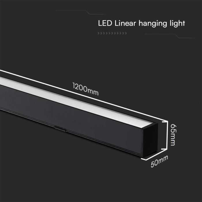 Pakabinamas šviestuvas V-tac 40W LED pakabinamas linijinis šviestuvas, juodas, 3000/4000/6400K