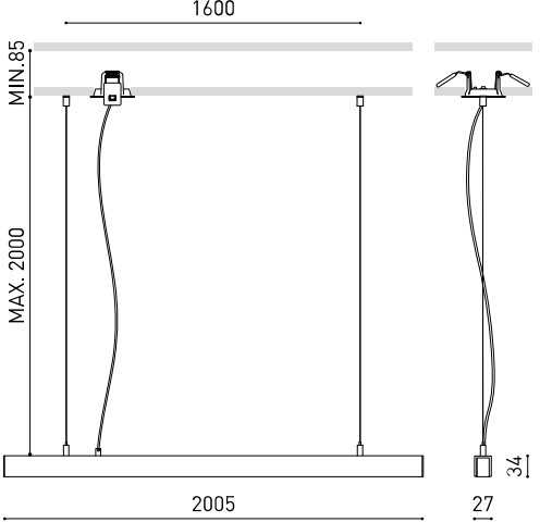 Pakabinamas šviestuvas 42W LED pakabinamas linijinis šviestuvas LINE SUSP, baltas, 3000K