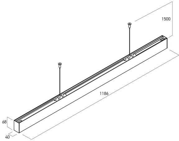 Pakabinamas šviestuvas 50W LED paviršinis/pakabinamas linijinis šviestuvas XUNO SYSTEM, baltas, 4000K, IP40