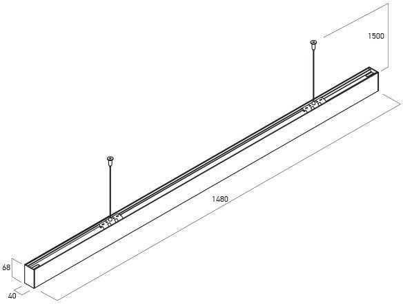Pakabinamas šviestuvas 60W LED paviršinis/pakabinamas linijinis šviestuvas XUNO SYSTEM, baltas, 4000K, IP40