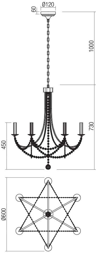 Pakabinamas šviestuvas APHRODITE, E14, juodas