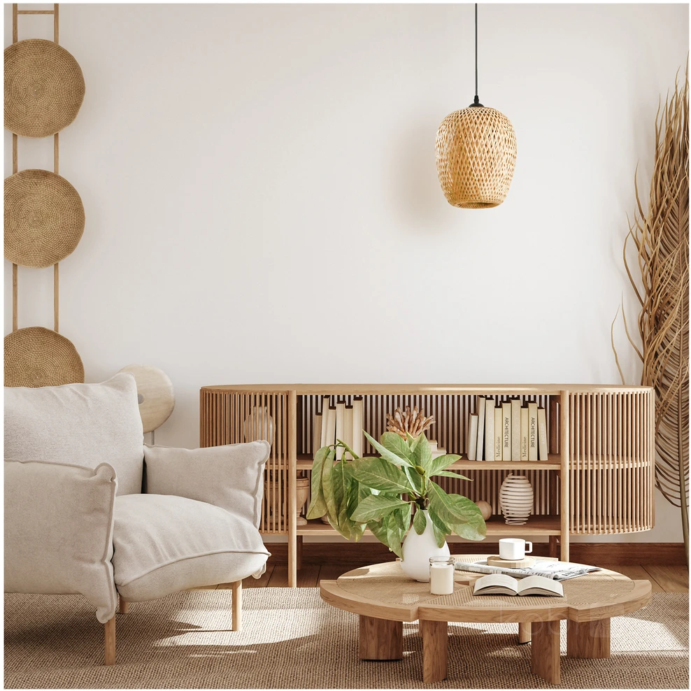 Pakabinamas šviestuvas BOHO BERN M, E27, medžio sp.