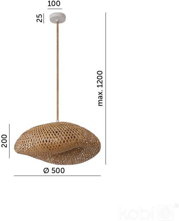 Pakabinamas šviestuvas BOHO BRUGIA M RW, E27, medžio sp.