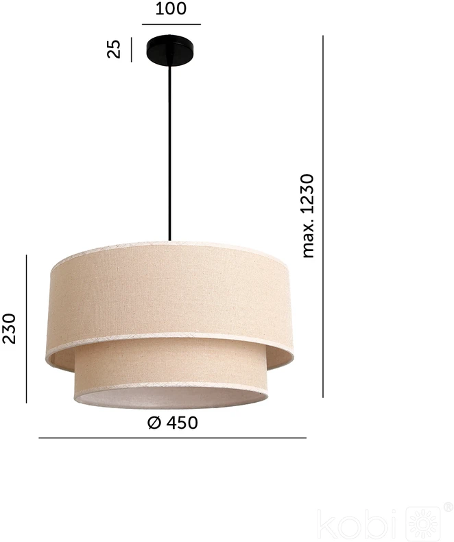 Pakabinamas šviestuvas BOHO FLOXEN ROUND, E27, smėlio sp.