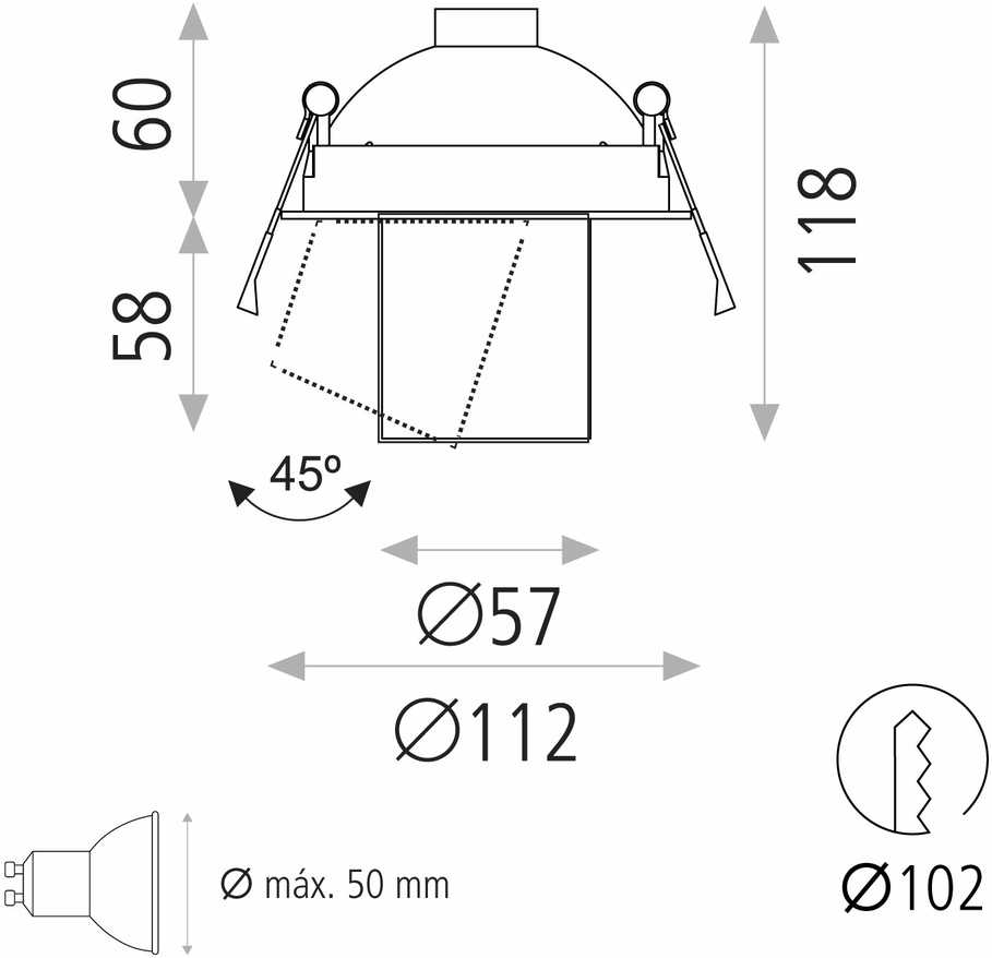Įleidžiamas šviestuvas GINA, GU10, juodas, E3874080N