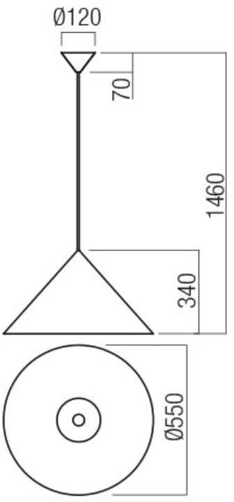 Pakabinamas šviestuvas KONOS, E27, juodas, 01-3029