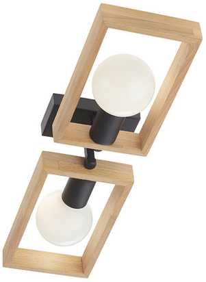 Paviršinis lubinis šviestuvas TIMBER, E27, juodos/medžio sp.