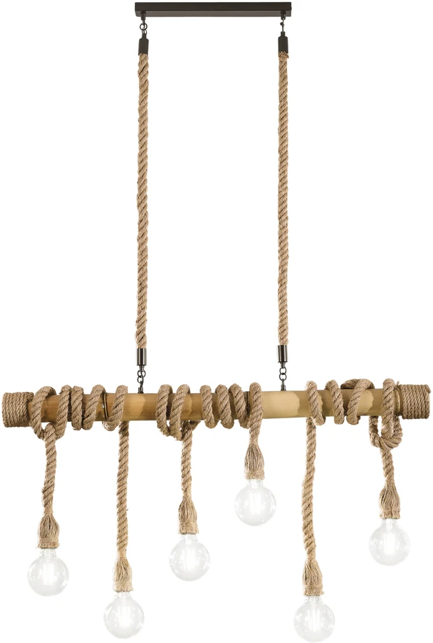 Pakabinamas šviestuvas ROPE, smėlio sp., 6xE27