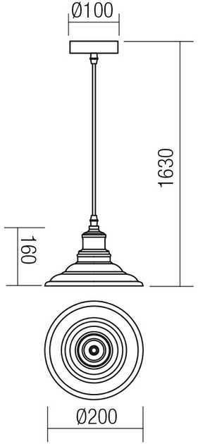 Pakabinamas šviestuvas SPINNER, E27, sendinto vario/juodas