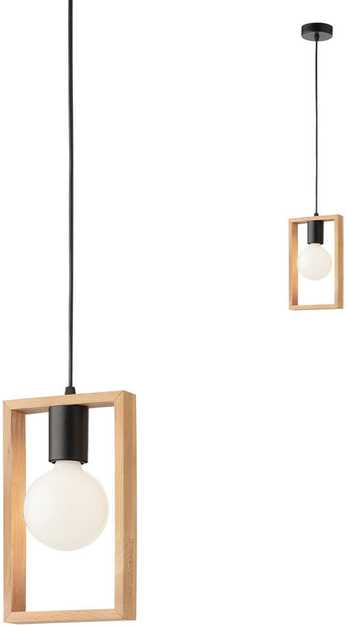 Pakabinamas šviestuvas TIMBER, E27, juodos/medžio sp.