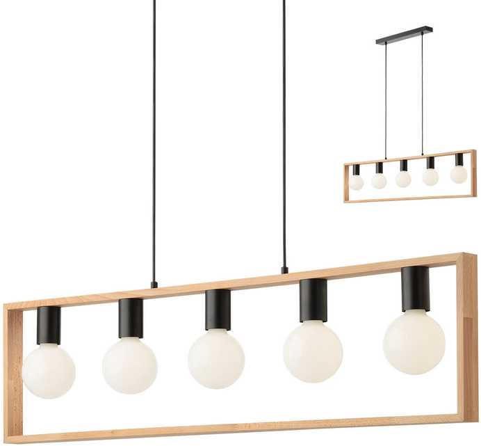 Pakabinamas šviestuvas TIMBER, E27, juodos/medžio sp.