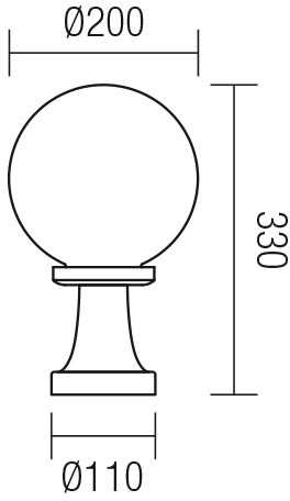 Pastatomas lauko šviestuvas SFERA 200, E27, dūmų sp., IP44
