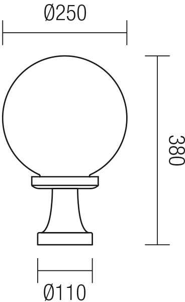 Pastatomas lauko šviestuvas SFERA 250, E27, baltas, IP44