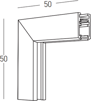 Paviršinio magnetinės sistemos ZAMBELIS MAGNETIC 6MM bėgelio vertikalus kampinis sujungimas, 24V, juodas, 25234