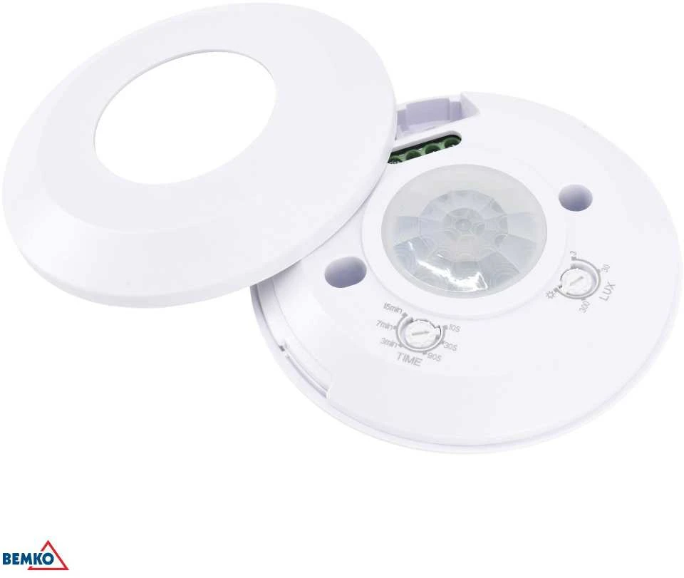 Bemko Paviršinis judesio daviklis, baltas, IP20, max 800W, 360°, max 8m