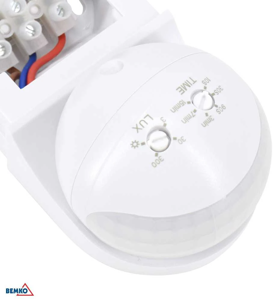 Bemko Paviršinis judesio daviklis, baltas, IP44, max 800W, 180°, max 12m