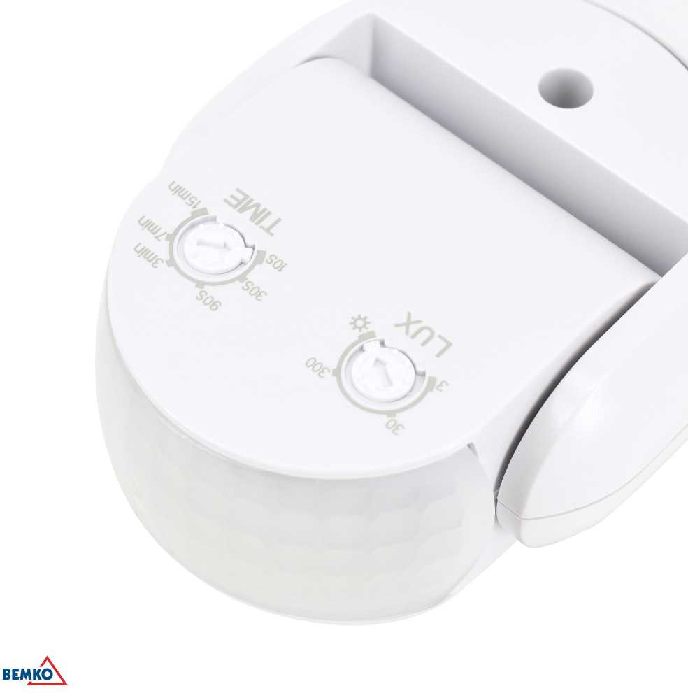 Bemko Paviršinis judesio daviklis, baltas, IP65, max 1200W, 180°, max 12m