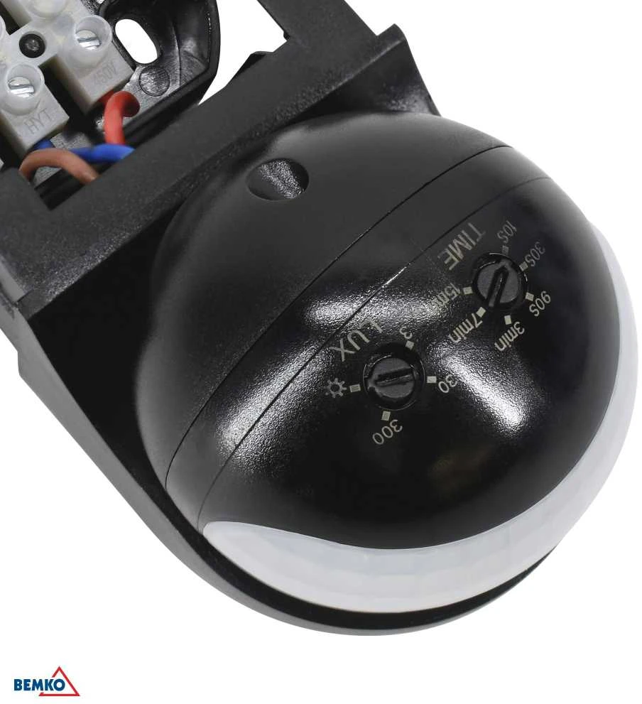 Bemko Paviršinis judesio daviklis, juodas, IP44, max 800W, 180°, max 12m