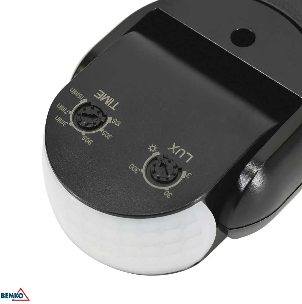 Bemko Paviršinis judesio daviklis, juodas, IP65, max 1200W, 180°, max 12m