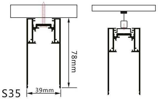 Paviršinis magnetinės sistemos bėgelis OPTONICA, juodas, 2m