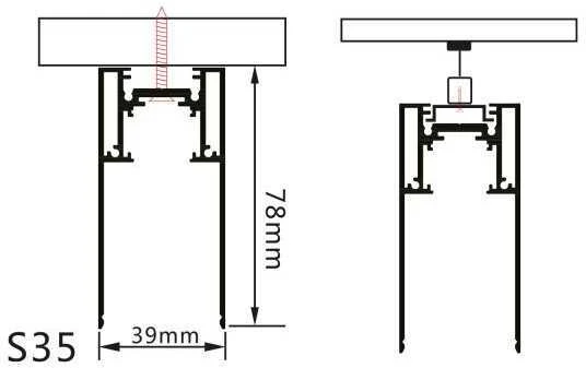 Paviršinis magnetinės sistemos bėgelis OPTONICA, juodas, 1.5m