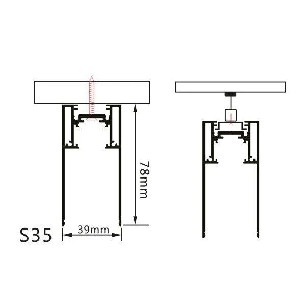 Paviršinis magnetinės sistemos bėgelis OPTONICA, juodas, 1m