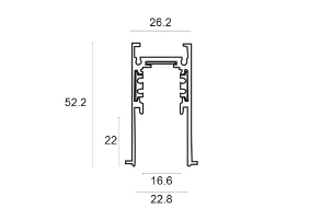 Paviršinis magnetinės sistemos VIOKEF MAGNETIC bėgelis, juodas, 48V, 1m, su dangteliu ir užbaigimais, 02/0201-1