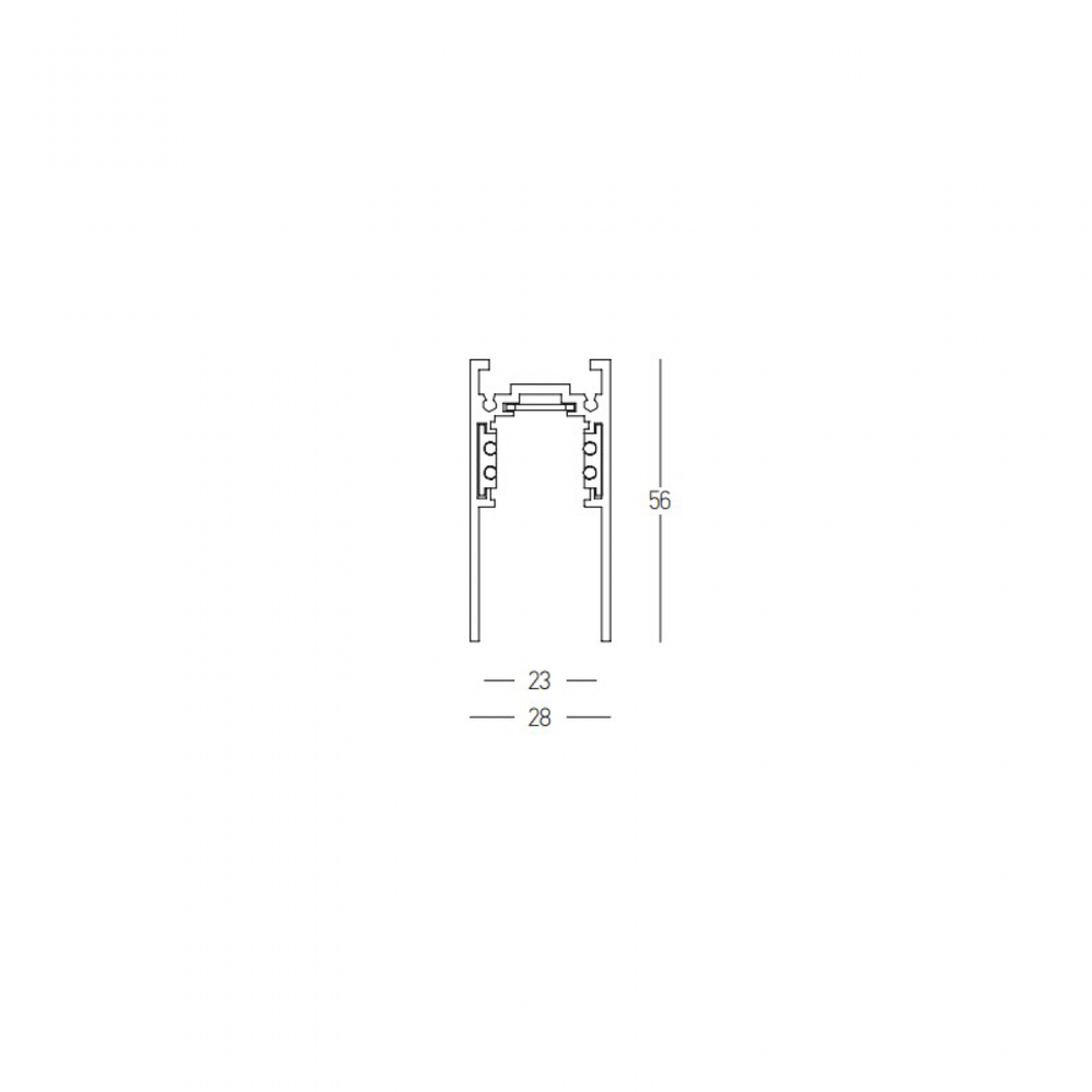 Paviršinis/pakabinamas magnetinės sistemos ZAMBELIS MAGNETIC bėgelis, 48V, juodas, 1m, 22273B-1