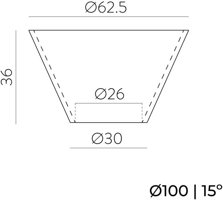 Reflektorius, skirtas šviestuvui KIDAL, 15°, skaidrus, 100mm, K3002340T