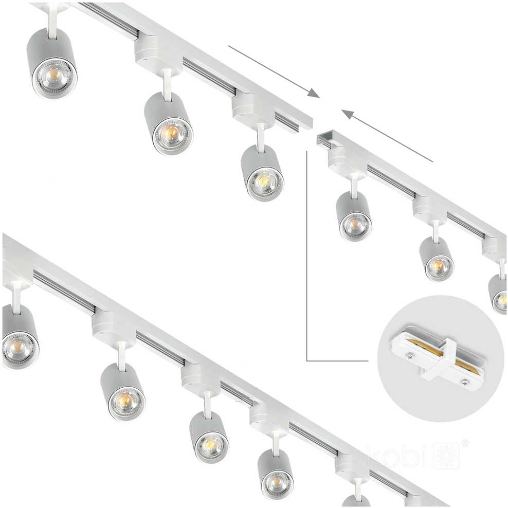 Rinkinys - 1 fazės bėgelis su priedais bei 4 šviestuvėliais NEXTRACK GO, 4xGU10, baltas