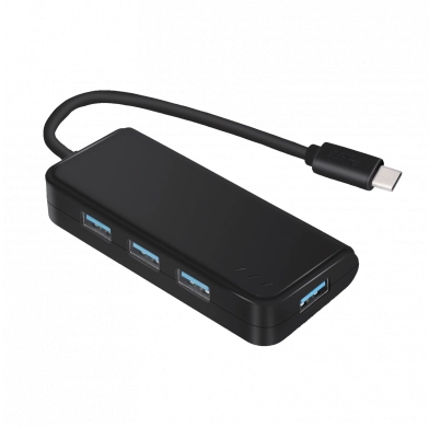 Šakotuvas (HUB), juodas, 4xUSB-C 3.0