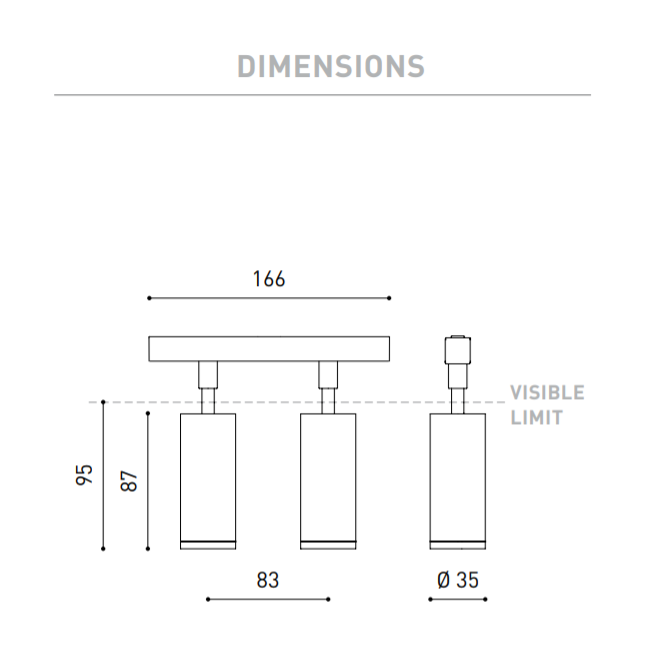 Sieninis šviestuvas 11W dvigubas šviestuvas į magnetines sistemas FIT 35 48V, 3000K, DALI, juodas