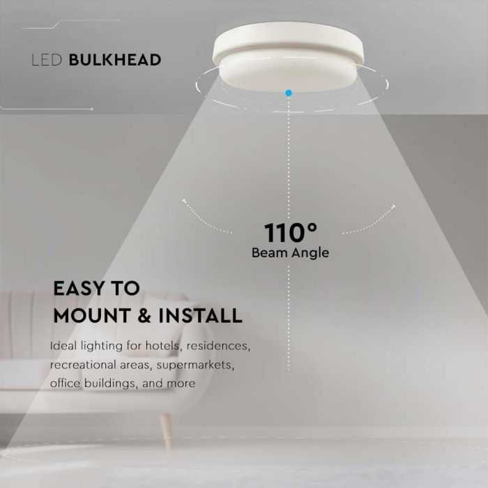 Sieninis šviestuvas V-tac 12W LED paviršinis šviestuvas, baltas, 6500K, IP54