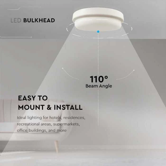Sieninis šviestuvas 12W LED paviršinis šviestuvas, baltas, 3000K, IP54