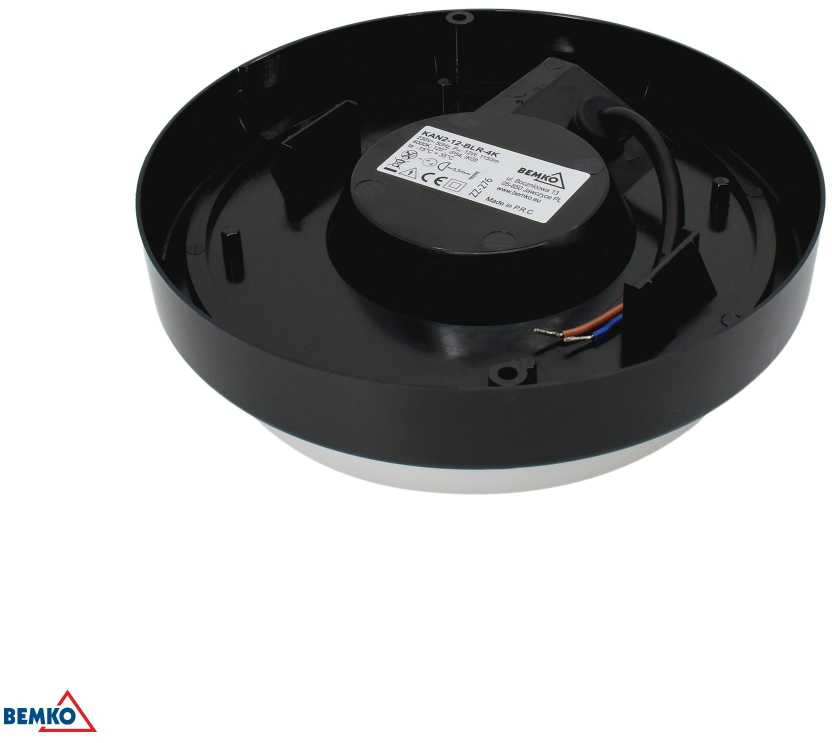 Lubinis šviestuvas Bemko 12W LED plafonas KANLO, juodas, 4000K, IP54, 120°, su judesio davikliu