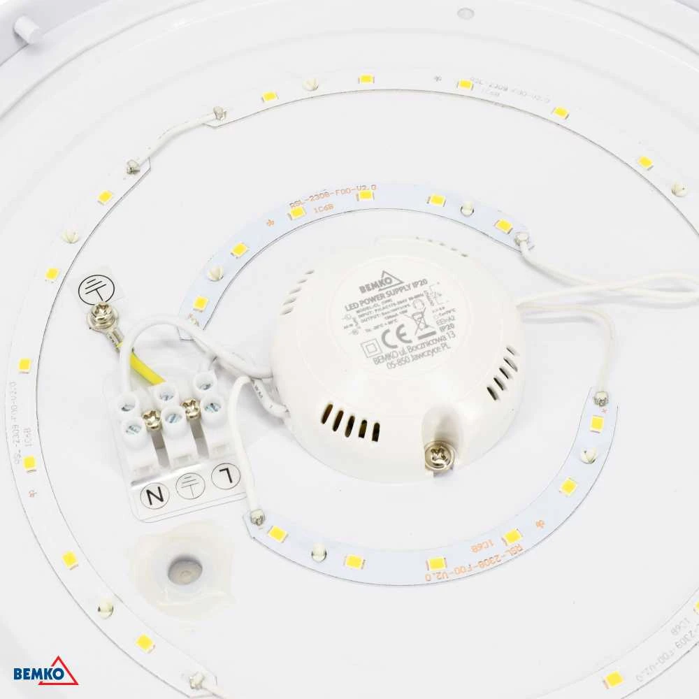 Bemko 12W LED plafonas PLATO, baltas, 4000K, IP44, 120°
