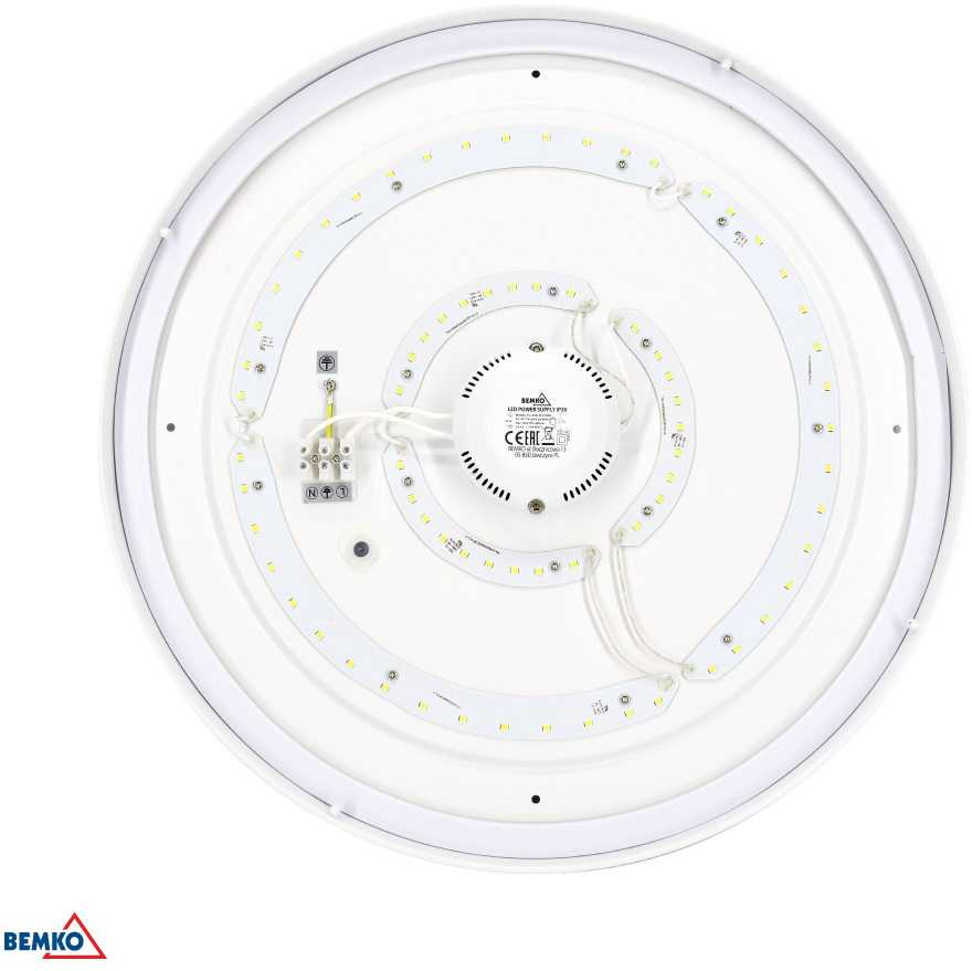 Bemko 12W LED plafonas PLATO, baltas, 3000K, IP44