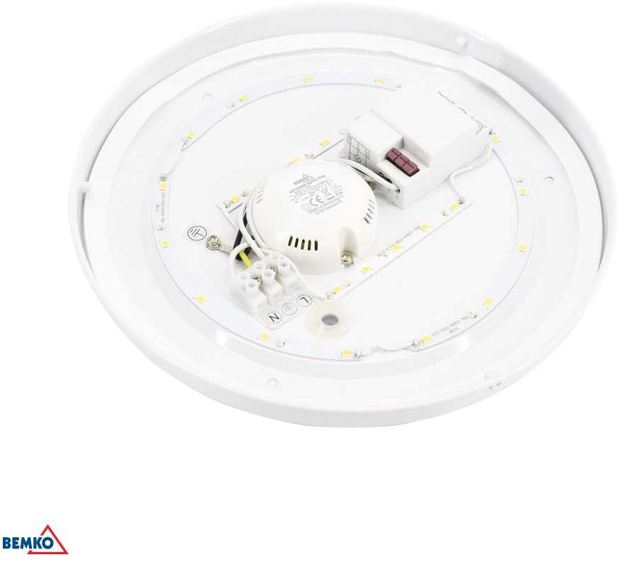 Bemko 12W LED plafonas su judesio davikliu PLATO, baltas, 3000K, IP44