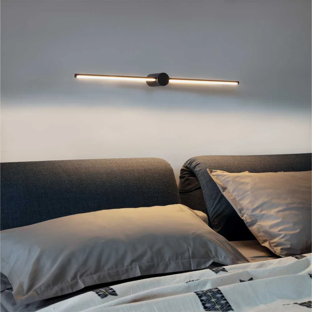 Sieninis šviestuvas Ideal Lux 13W LED veidrodžio šviestuvas FILO, juodas, 3000K, 310145