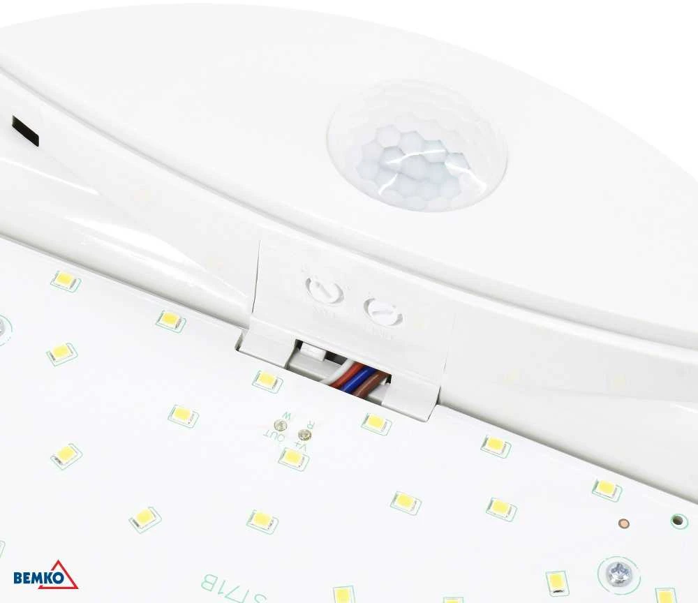 Lubinis šviestuvas Bemko 15W LED plafonas su judesio davikliu TAWAN, baltas, 4000K, IP44