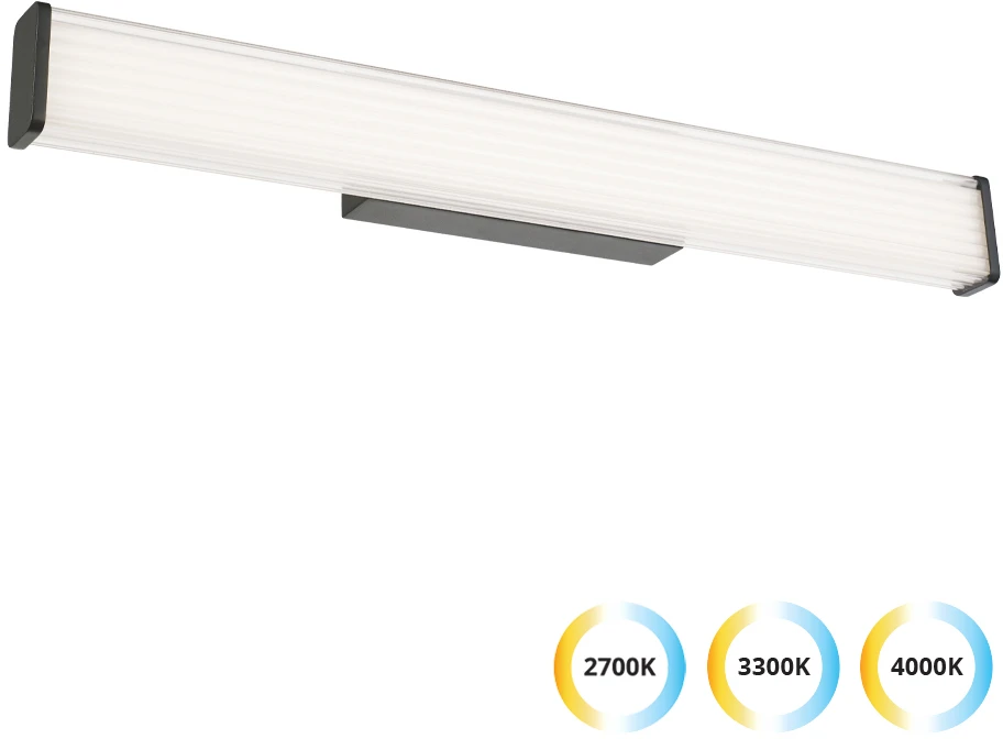 Sieninis šviestuvas 15W LED sieninis veidrodžio šviestuvas ROMINA, juodas, 2700/3300/4000K, IP44, 4334100
