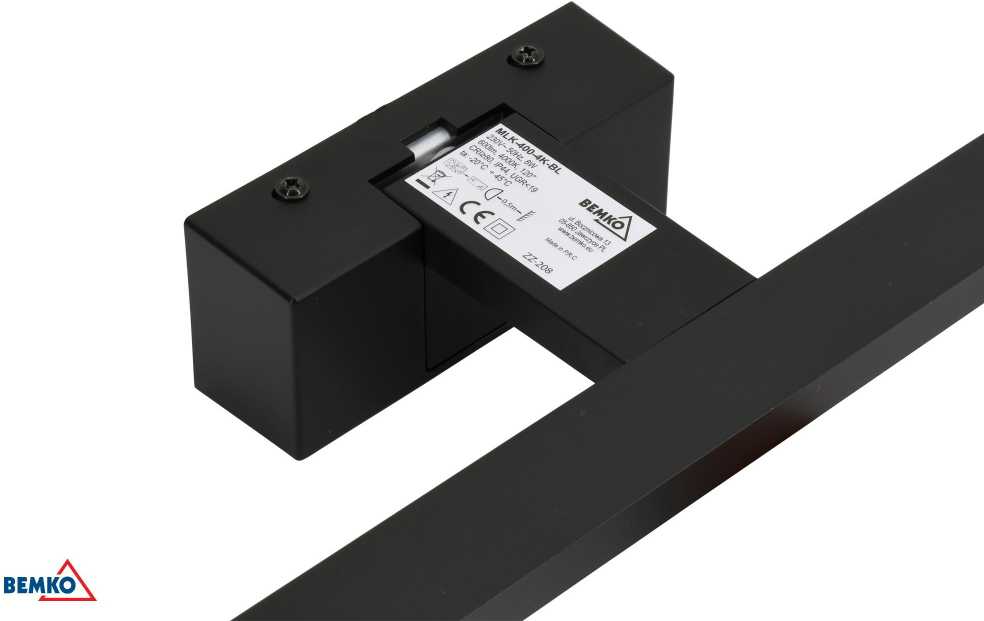 Bemko 15W LED veidrodžio šviestuvas KEIRA, juodas, 4000K, IP44