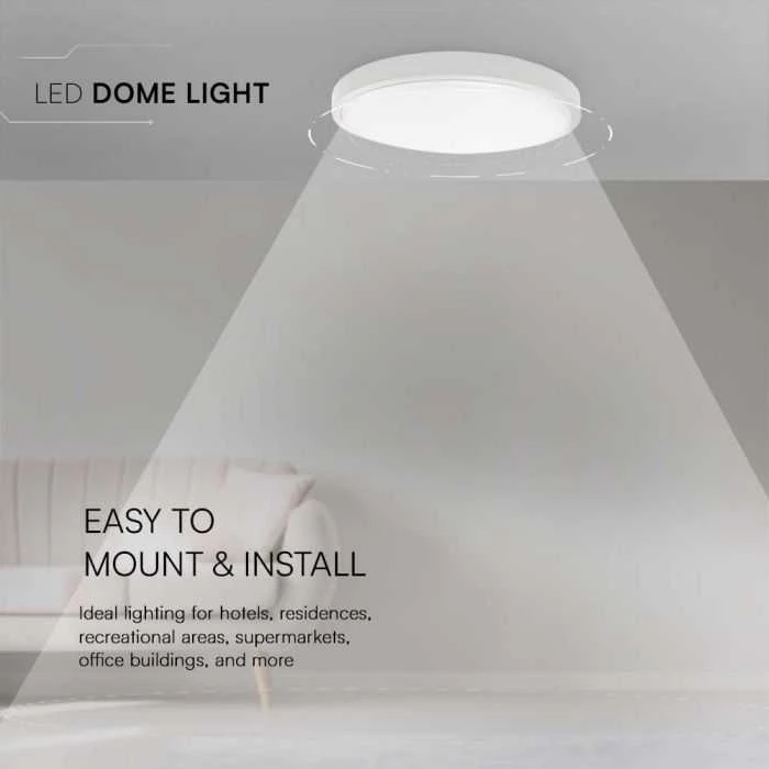 Sieninis šviestuvas V-tac 24W LED paviršinis šviestuvas, apvalus, baltas, 6500K, IP44