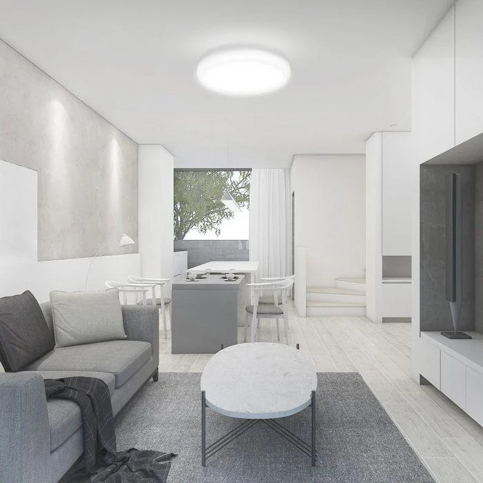 Lubinis šviestuvas V-tac 24W LED paviršinis šviestuvas, baltas, 4000K, IP44, su judesio davikliu