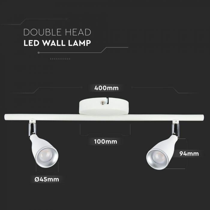 Lubinis šviestuvas V-tac 2x4,5W LED sieninis/paviršinis šviestuvas, baltas, 3000K