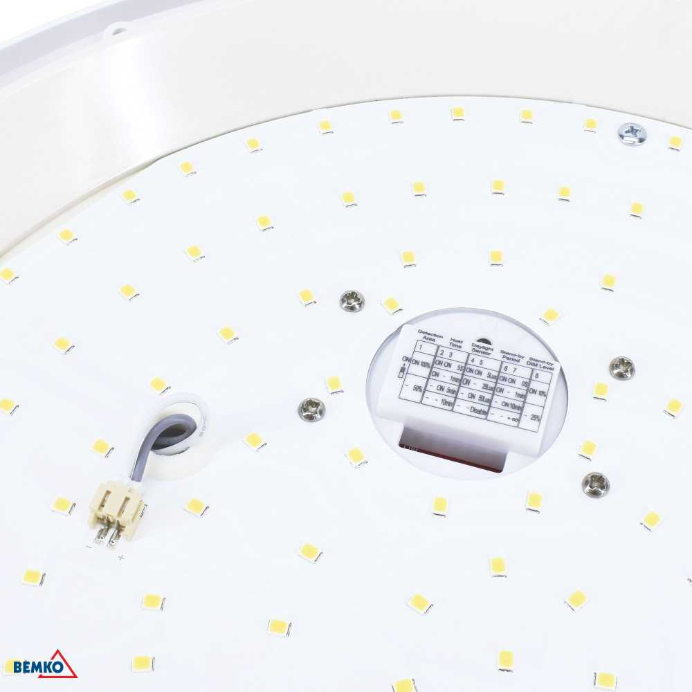 Lubinis šviestuvas Bemko 30W LED plafonas su judesio davikliu GABI, baltas, 4000K, IP66, 120°